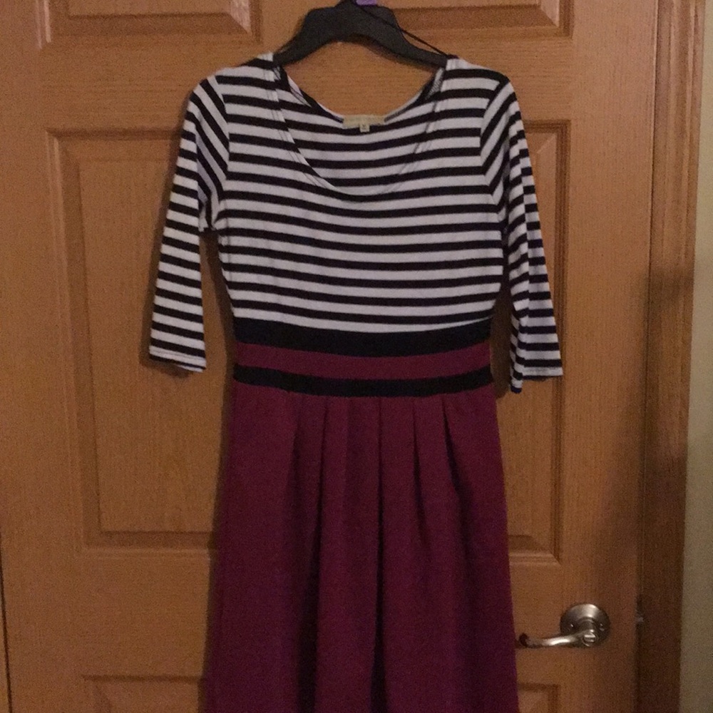 Modcloth 3/4 Sleeved Stripes Twofer Dress